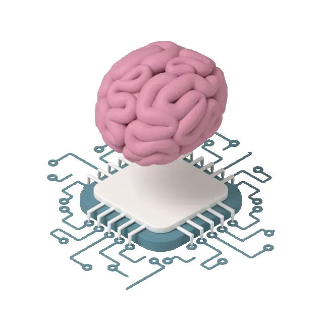 Animated illustration of a CPU shaped like a brain